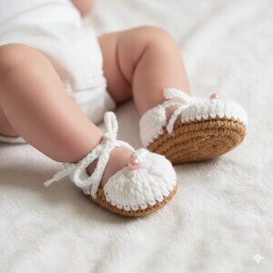 Hand-Crocheted Baby Ballet Slippers NEW